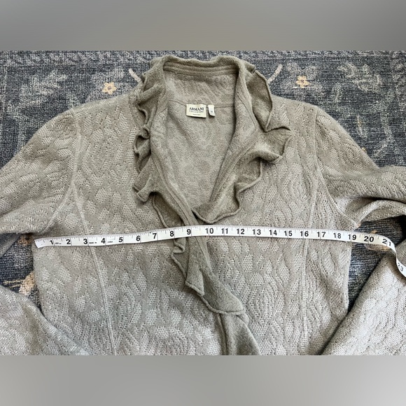 Armani Collezioni soft knit Ruffle neck Cardigan Sweater floral Jacquard body - Picture 6 of 11